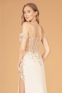 Fitted 3D Floral Corset Gown by Elizabeth K GL3082 - Long Formal Dresses