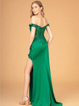 Fitted 3D Floral Corset Gown by Elizabeth K GL3082