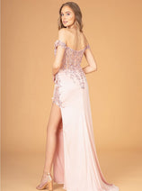 Fitted 3D Floral Corset Gown by Elizabeth K GL3082