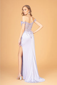 Fitted 3D Floral Corset Gown by Elizabeth K GL3082 - Long Formal Dresses