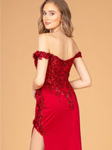 Fitted 3D Floral Corset Gown by Elizabeth K GL3082