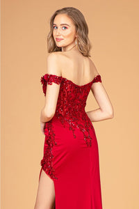 Fitted 3D Floral Corset Gown by Elizabeth K GL3082 - Long Formal Dresses