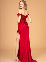 Fitted 3D Floral Corset Gown by Elizabeth K GL3082