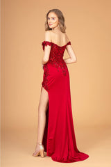 Fitted 3D Floral Corset Gown by Elizabeth K GL3082 - Long Formal Dresses