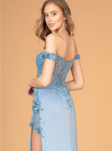 Fitted 3D Floral Corset Gown by Elizabeth K GL3082