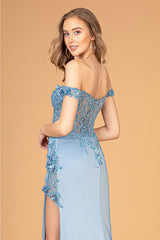 Fitted 3D Floral Corset Gown by Elizabeth K GL3082 - Long Formal Dresses