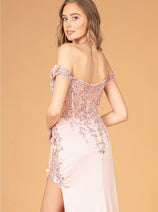 Fitted 3D Floral Corset Gown by Elizabeth K GL3082