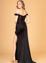 Fitted 3D Floral Corset Gown by Elizabeth K GL3082