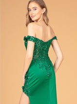Fitted 3D Floral Corset Gown by Elizabeth K GL3082