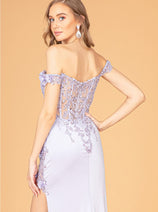 Fitted 3D Floral Corset Gown by Elizabeth K GL3082