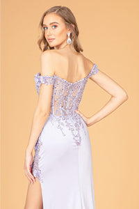 Fitted 3D Floral Corset Gown by Elizabeth K GL3082 - Long Formal Dresses