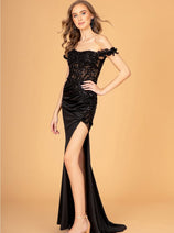 Fitted 3D Floral Corset Gown by Elizabeth K GL3082