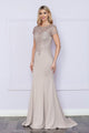 Vestido ajustado de manga corta con cuentas y transparencias de Poly USA 9320