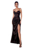 Fitted Bustier Corset Satin Prom Gown 2025 High Slit Elegant Dress - BLACK / 2 - Dress