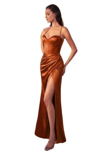 Fitted Bustier Corset Satin Prom Gown 2025 High Slit Elegant Dress - SIENNA / 2 - Dress