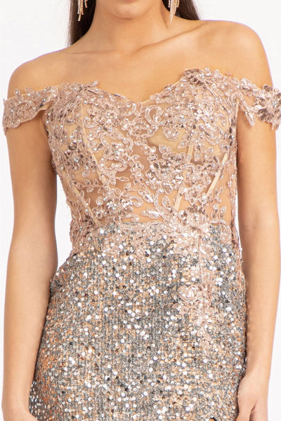 Fitted Corset Sequin Gown by Elizabeth K GL3024 - Long Formal Dresses