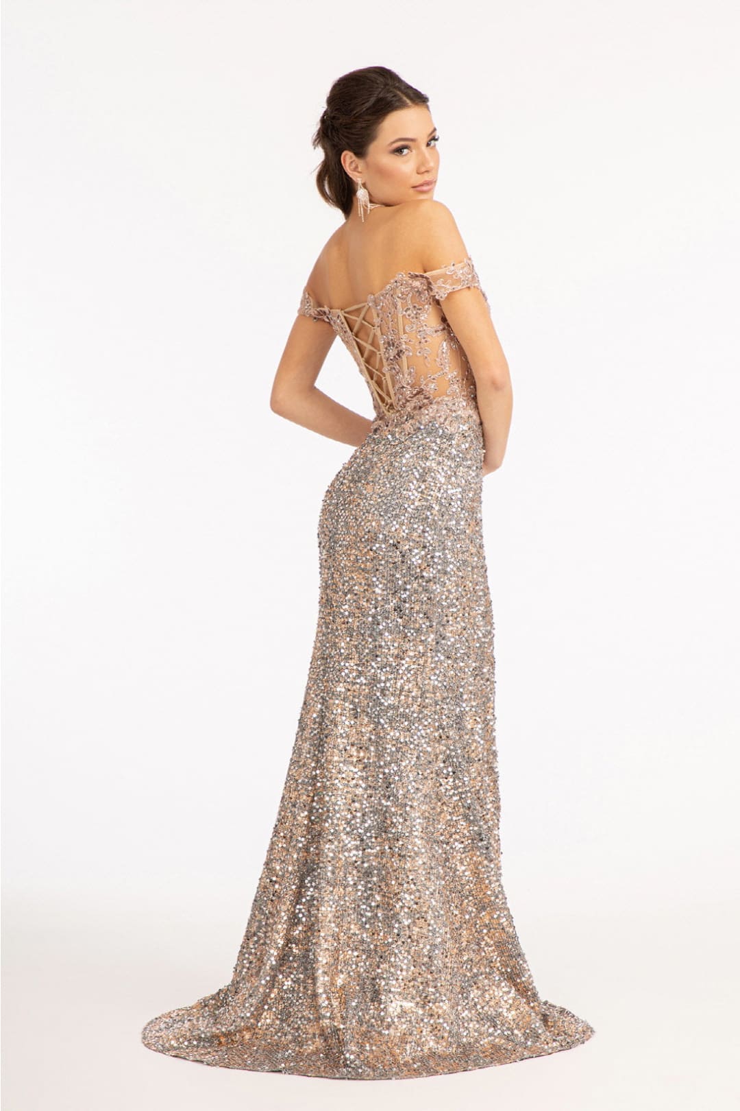 Fitted Corset Sequin Gown by Elizabeth K GL3024 - Long Formal Dresses