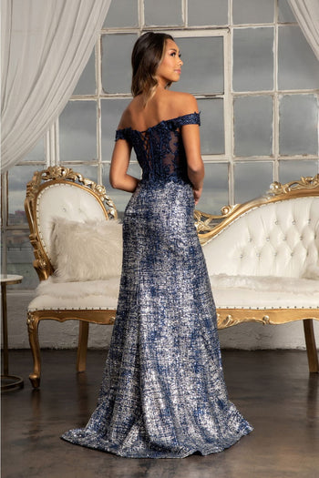 Fitted Corset Sequin Gown by Elizabeth K GL3024 - Long Formal Dresses