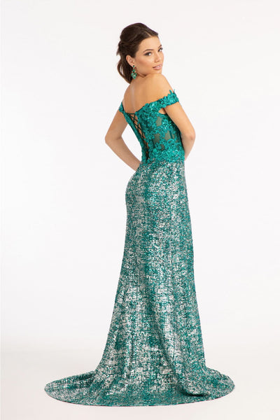 Fitted Corset Sequin Gown by Elizabeth K GL3024 - Long Formal Dresses