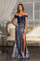 Fitted Corset Sequin Gown by Elizabeth K GL3024 - XS / Navy - Long Formal Dresses