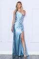 Vestido ajustado con un solo hombro y abertura, adornado, de Poly USA 9358