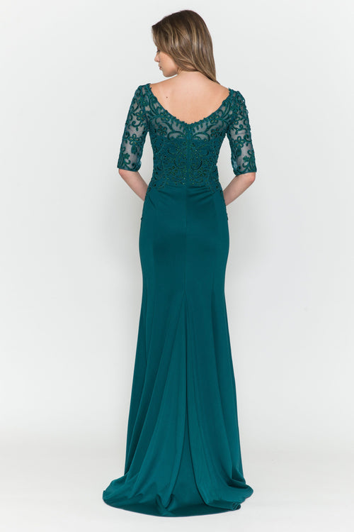 Poly USA 8560 Fitted Embroidered Bodice Bridal Dress