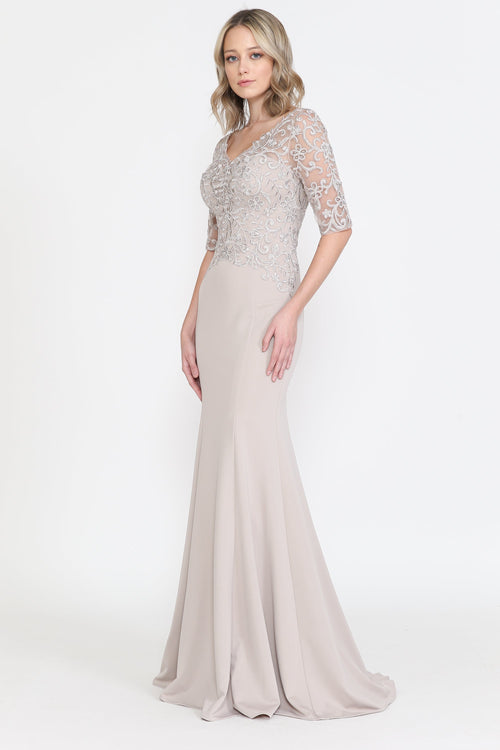 Poly USA 8560 Fitted Embroidered Bodice Bridal Dress