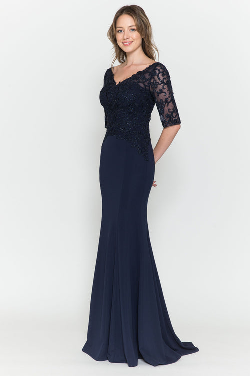 Poly USA 8560 Fitted Embroidered Bodice Bridal Dress