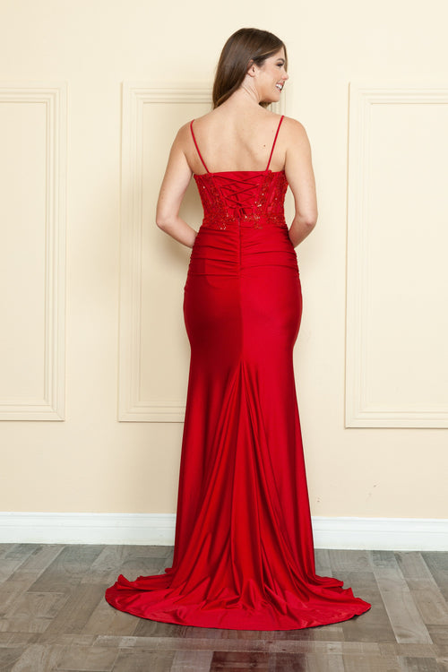Poly USA 9138 Fitted Embroidered Corset Gown