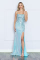 Poly USA 9344 Fitted Embroidered Iridescent Sequin Slit Gown