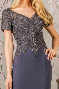 Fitted Embroidered Short Sleeve Gown by GLS Gloria GL3361 - Long Formal Dresses