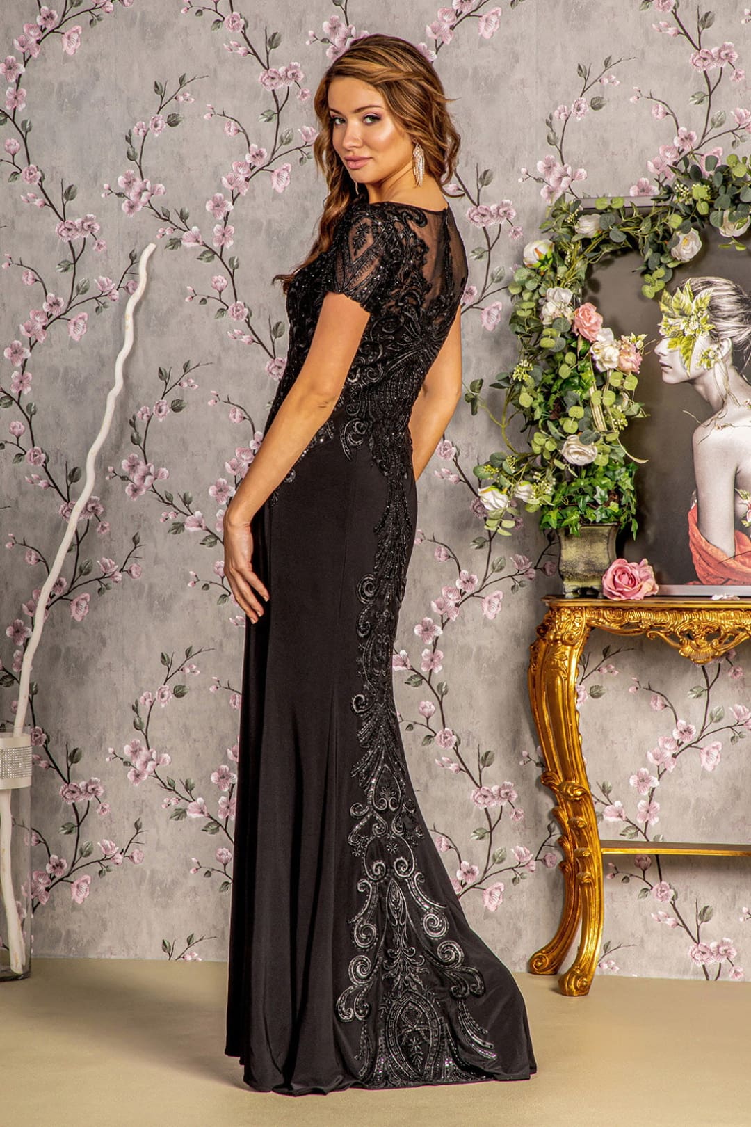Fitted Embroidered Short Sleeve Gown by GLS Gloria GL3361 - Long Formal Dresses