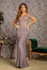 Fitted Embroidered Short Sleeve Gown by GLS Gloria GL3361 - S / Taupe - Long Formal Dresses