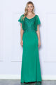 Poly USA 9318 Fitted Embroidered Short Sleeve Gown