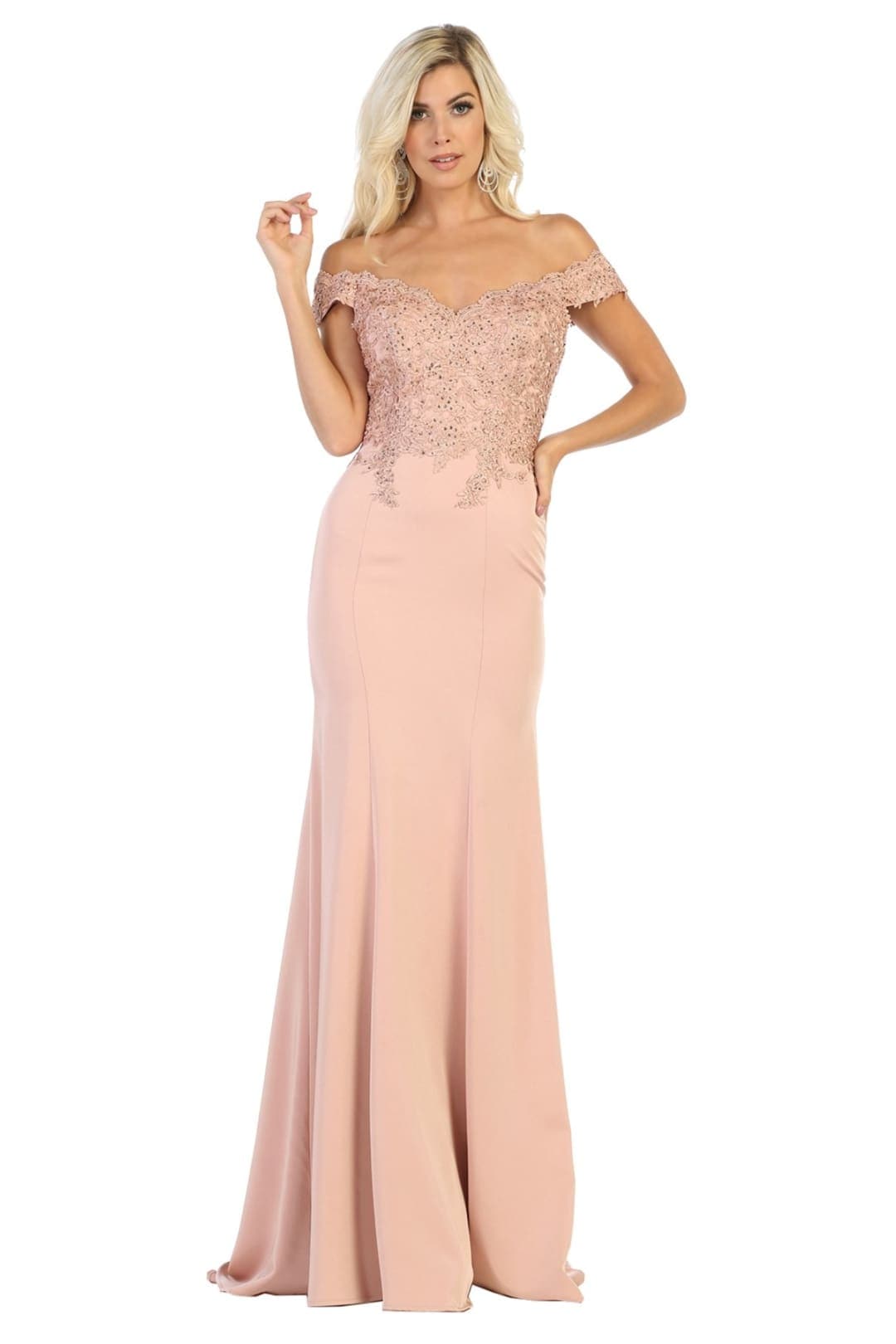 Fitted Evening Gown - Dusty Rose / 4