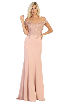 Fitted Evening Gown Mermaid Long Formal Prom Dress by May Queen MQ1675