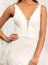 Fitted Floral Applique Wedding Gown by Elizabeth K GL3014