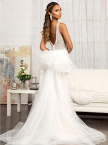 Fitted Floral Applique Wedding Gown by Elizabeth K GL3014