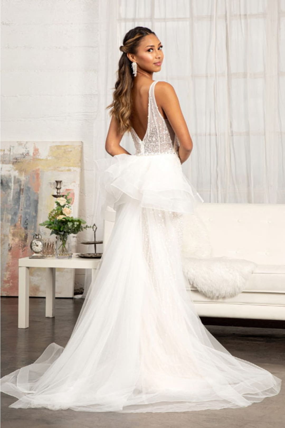 Fitted Floral Applique Wedding Gown by Elizabeth K GL3014 - Wedding Dresses
