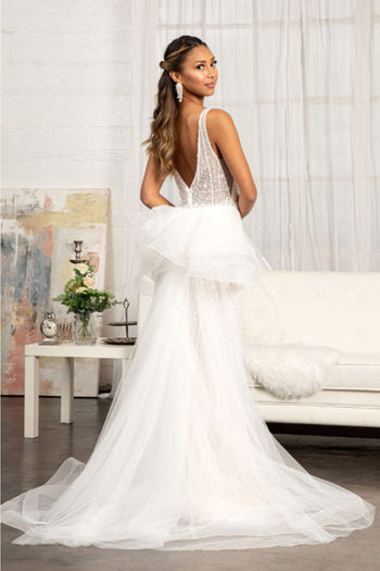 Fitted Floral Applique Wedding Gown by Elizabeth K GL3014 - Wedding Dresses