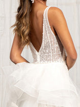 Fitted Floral Applique Wedding Gown by Elizabeth K GL3014
