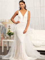 Fitted Floral Applique Wedding Gown by Elizabeth K GL3014