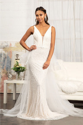 Floral Applique Gown by Elizabeth KGL3014