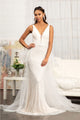 Fitted Floral Applique Wedding Gown by Elizabeth K GL3014 - XS / Ivory/Champagne - Wedding Dresses