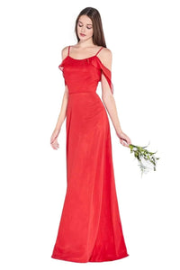 Fitted Flutter Sleeve Gown 2025 Scoop Neck Elegant Dress - Red / XS - Prom