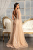 Fitted Glitter Cape Sleeve Gown by Elizabeth K GL3047 - Long Formal Dresses