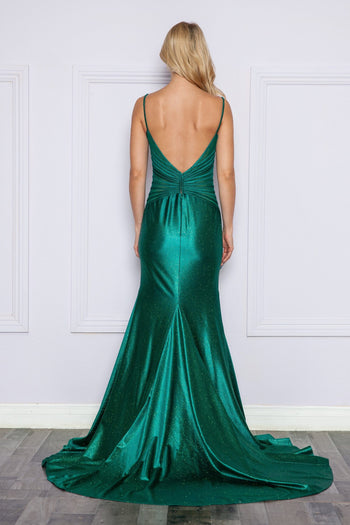 Poly USA 9260 Fitted Glitter Jersey Sleeveless Gown