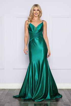 Poly USA 9260 Fitted Glitter Jersey Sleeveless Gown