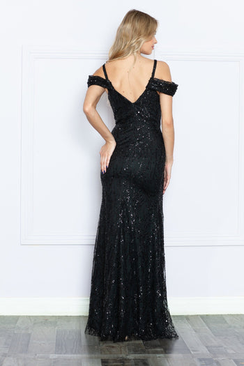 Vestido ajustado con hombros descubiertos, estampado brillante, de Poly USA 9384