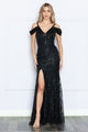 Vestido ajustado con hombros descubiertos, estampado brillante, de Poly USA 9384